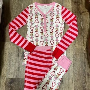 Hanna Andersson Dr. Seuss striped candy canes hearts Sally pajamas long johns S